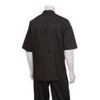 Thumbnail image #1 for Chef Works Valais VSSS-BBK-S Short-Sleeve Black Chef Coat, Single-Breasted, Cotton/Poly Twill, Small