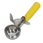 Thumbnail image #1 for JB Prince Hamilton Beach U685 20 #20 2 oz Stainless Steel Disher with Yellow Plastic Thumb-Press Handle