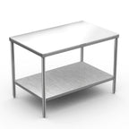 Thumbnail image #1 for Winholt Equipment DPTS-3048 Poly Top Work Table, 48"W x 30"D x 34"H, 5/8" Thick, Stainless Steel Base with Undershelf