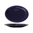 Thumbnail image #1 for International Tableware Cancun CAN-12-CB Ceramic Oval Platter, 9-3/4" x 7-1/2", Cobalt Blue, Narrow Rim, Rolled Edge Case of 2 Dozen