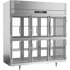 Thumbnail image #1 for Victory Refrigeration UltraSpec™ RSA-3D-S1-PT-HG-HC Three-Section Pass-Through Reach-In Refrigerator, Half-Height Glass Doors, Stainless Steel