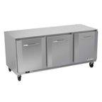 Thumbnail image #1 for Victory Refrigeration VUR72HC Three-Section Undercounter Refrigerator, 72"W, Rear-Mounted Self-Contained, Solid Doors