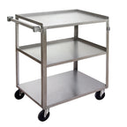 Thumbnail image #4 for Channel Manufacturing US1827-3 3-Shelf Stainless Steel Utility/Bussing Cart, Solid Shelves, 350 lb Capacity, 31 x 19 x 34 Inches
