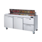 Thumbnail image #1 for Blue Air FSE LLC BLPT72-D2R-HC Three-Section Sandwich Prep Table, 72-3/8"W, 2 Doors, 2 Drawers, Rear-Mounted Self-Contained Refrigeration