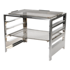 Thumbnail image #1 for JB Prince Gastronomy Plus Ltd G102 RR Kasai Konro Robata Rack, 14.17"W x 18.50"D x 14.17"H, 2 Stainless Steel Shelves, 430 Grade Stainless Steel