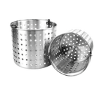 Thumbnail image #1 for Thunder Group ALSKBK010 Perforated Aluminum Steamer Basket for 80 qt Pot with Lift Pail Handle, Mirror Finish