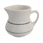 Thumbnail image #1 for 1880 Hospitality Niagara by Oneida® F1500001803 Porcelain Creamer, 5 oz., With Handle, Cream White with Green Lines Case of 2 Dozen