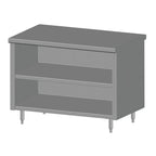 Thumbnail image #1 for SPG International Universal Stainless 4CBT-30 Stainless Steel Open-Front Cabinet Work Table with Mid-Shelf, 48"W x 30"D, 16-Gauge 300 Series Top