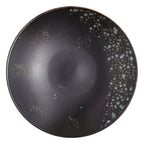 Thumbnail image #1 for Vertex China London Moonstone LMS-W23 11-3/4" Round Porcelain Wok Bowl, Matte Black/Sky Blue Reactive Glaze 1 Dozen