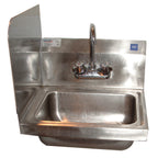 Thumbnail image #1 for Winholt Equipment WS-HS-1410-5-F-LSS Wall-Mounted Stainless Steel Hand Sink with Left Sidesplash, Faucet, 5-Inch-Deep Bowl