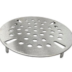 Thumbnail image #1 for NBR Equipment P8WD-S Sink Drain Strainer, Flat, 3-1/2-Inch Round, Snap-In, Removable, Stainless Steel