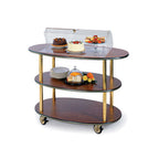 Thumbnail image #1 for Lakeside Manufacturing 36303 Dome Display Dessert Cart, Rounded Oval, Acrylic Pivot Dome, 3 Open Shelves, 44"W x 23"D x 44-1/4"H