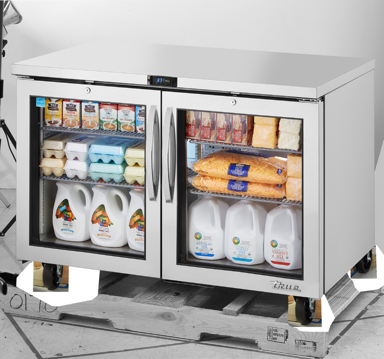 Product image #5 for True SPEC SERIES 48 3/8-Inch Two-Section Undercounter Glass Door Refrigerator, Stainless Steel, Self-Contained Rear-Mounted