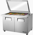 Thumbnail image #5 for True 48 3/8-Inch Wide Mega-Top Sandwich/Salad Refrigerated Prep Table with Flat Glass Lid, 2 Solid Doors, 18-Pan Capacity