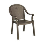 Thumbnail image #1 for Grosfillex Sumatra Classic 99720037 Outdoor Resin Stacking Dining Armchair, Bronze Mist Finish Case of 4