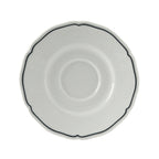 Thumbnail image #1 for Tuxton China Charleston SBE-060 6-Inch Round Porcelain Saucer with Scalloped Edge, White with Blue Band Case of 3 Dozen