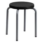 Thumbnail image #1 for Flash Furniture YK01B-GG Backless Stackable Stool with Black Plastic Seat and Silver Powder-Coated Steel Frame
