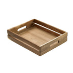 Thumbnail image #1 for Tableware Solutions USA Leone S5004 Rectangular Acacia Wood Serving Box with Handles, 13 x 10-1/2 x 3 in.