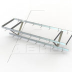 Thumbnail image #1 for AERO Manufacturing CPS-132 Ceiling-Mounted Triple-Bar Stainless Steel Pot Rack, 132"W x 24"D x 16"H, Plated Double-Pronged Hooks