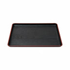 Thumbnail image #1 for Korin Inc NR-WZ130-NS Rectangular Resin Serving Tray, Black with Red Rim, Non-Slip, 13 x 9-1/4 x 3/4 in