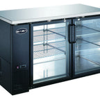 Thumbnail image #1 for SABA SBB-27-58G Two-Section Back Bar Cooler, 58-7/8" W, 2 Glass Doors, Black Exterior, Stainless Steel Top