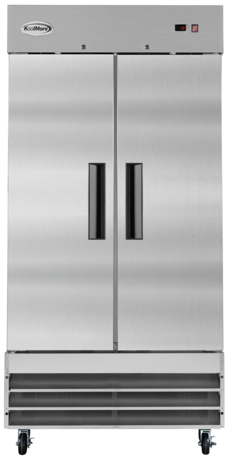 Product image #5 for KoolMore 39-Inch 2-Section Reach-In Refrigerator, 35 Cu. Ft., Bottom-Mount Self-Contained, Solid Doors, Stainless Steel