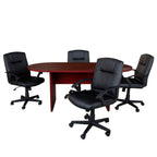 Thumbnail image #1 for Flash Furniture Lake BLN-6GCMHGX000-BK-GG Oval Table and Chair Set, 72 x 35 x 29-1/2 in, Mahogany, 4 Black Mid-Back Chairs