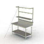 Thumbnail image #2 for AERO Manufacturing SFAO-10132 Table-Mount Adjustable Overshelf, 132"W x 10"D, Single-Deck, 14-Gauge 300 Series Stainless Steel