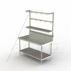 Thumbnail image #2 for AERO Manufacturing FPS-84 Table-Mounted Pot Rack, 84"W, Single Bar, Stainless Steel, Plated Double Hooks