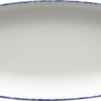 Thumbnail image #1 for International Tableware Provincial™ PR-13-CB ™ Porcelain Platter, 11-5/8"L x 5-7/8"W, Organic Rectangle, White with Blue 1 Dozen