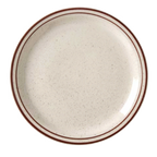 Thumbnail image #1 for Vertex China Caravan CRV-7 7-1/4" Round Vitrified China Plate, Narrow Rim, Brown Speckled, Double Band Case of 3 Dozen