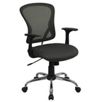 Thumbnail image #1 for Flash Furniture H-8369F-DK-GY-GG Adjustable-Height Mid-Back Mesh Task Chair with Nylon Arms and Casters
