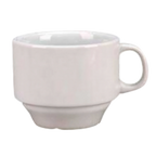 Thumbnail image #1 for Vertex China Argyle ARG-52 8 oz Porcelain Coffee Cup with Handle, Stackable, Rolled Edge, Bright White Case of 3 Dozen