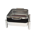 Thumbnail image #1 for Eastern Tabletop Ecoburner EB15374GMB 6 Qt Square Waterless Chafer with Full Glass Hinged Cover, Stainless Steel