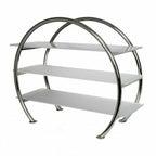 Thumbnail image #1 for Eastern Tabletop 1755GB 3-Tier Circular Tabletop Display with 3 Glass Shelves, Stainless Steel, 33"W x 13-5/8"D x 27-1/2"H