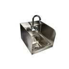Thumbnail image #1 for BK Resources 12-985 Wall-Mounted Stainless Steel Hand Sink with Faucet and Side Splashes, 12 x 14 in.