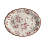 Thumbnail image #1 for Steelite International HL Ivory HL52563886 Oval China Platter, 10 x 7.75 in, Carolyn Marisa Maroon, Scalloped Edge Case of 2 Dozen