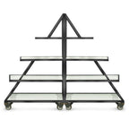 Thumbnail image #1 for Eastern Tabletop AC1725MB Triangle Mobile Buffet, 82-1/2"W x 29-3/4"D x 128-3/4"H, brushed stainless steel, 8 acrylic shelves