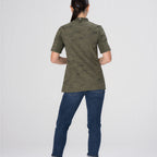Thumbnail image #2 for Chef Works CBN02W-OLI-2XL Women's Olive Short-Sleeve Chef Coat, 2XL, Poly/Cotton