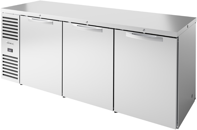 Product image #5 for True Premier Bar Stainless Steel Pass-Thru Three-Section Back Bar Cooler with 6 Solid Locking Doors, 84-Inch, Side-Mounted Self-Contained Refrigeration