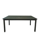 Thumbnail image #1 for Grosfillex Sigma US932288 Rectangular Slatted Aluminum Outdoor Table, 69" x 39" x 29-1/3"H, Volcanic Black, Adjustable Levelers