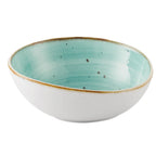 Thumbnail image #1 for CAC China Tucson TUS-B6-TQS Porcelain Reactive-Glaze Soup/Salad Bowl, Turquoise, 13 oz, 6 in, Irregular Round Case of 3 Dozen