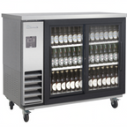 Thumbnail image #1 for Blue Air FSE LLC BLNBB-48SG-SL-HC Narrow-Depth Two-Door Glass Sliding Back Bar Cooler, Stainless Steel, 11.6 Cu. Ft.