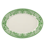 Thumbnail image #1 for Steelite International HL Ivory HL15763925 Oval China Platter, Rolled Edge, Willow Rim Green, 13.375" x 9.25" x 1.5" 1 Dozen