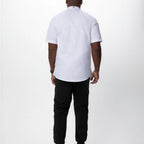 Thumbnail image #2 for Chef Works CBZ04-WHT-L Raglan Short-Sleeve Chef Coat with Center Zipper, Thermometer Pockets, White, Large