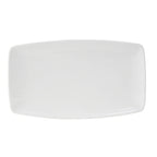 Thumbnail image #1 for Tuxton China AMU-559 Ceramic Rectangular Plate, 12-1/8 x 7 in, Tapered Ends, Pearl White 1 Dozen