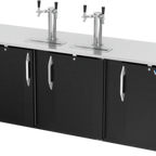 Thumbnail image #1 for Victory Refrigeration VDDN94HC-B 94-Inch Direct Draw Beer Dispenser, 3-Door, 5 Half-Keg Capacity, 2 Dual-Faucet Columns, Black