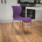 Thumbnail image #2 for Flash Furniture LF-7-07C-PUR-GG Stackable Chair, Plastic Back and Seat, Chrome Frame, Purple