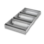 Thumbnail image #1 for Chicago Metallic Bakeware 44405 3-Compartment Glazed Aluminized Steel Hearth Bread Pan, Pullman/Strapped Case of 6