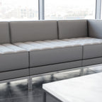 Thumbnail image #2 for Flash Furniture Hercules - Imagination ZB-IMAG-MIDDLE-GY-GG Modular Armless Middle Chair, Gray Bonded Leather, Stainless Steel Legs